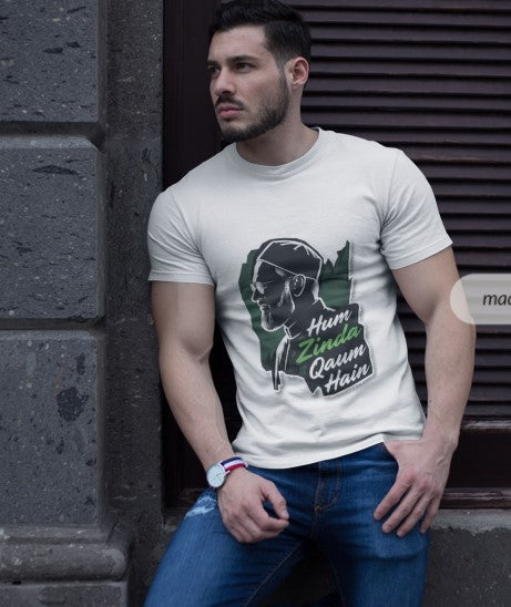 Hum Zinda Qaum Hain | Unisex Classic Crew White T-Shirt
